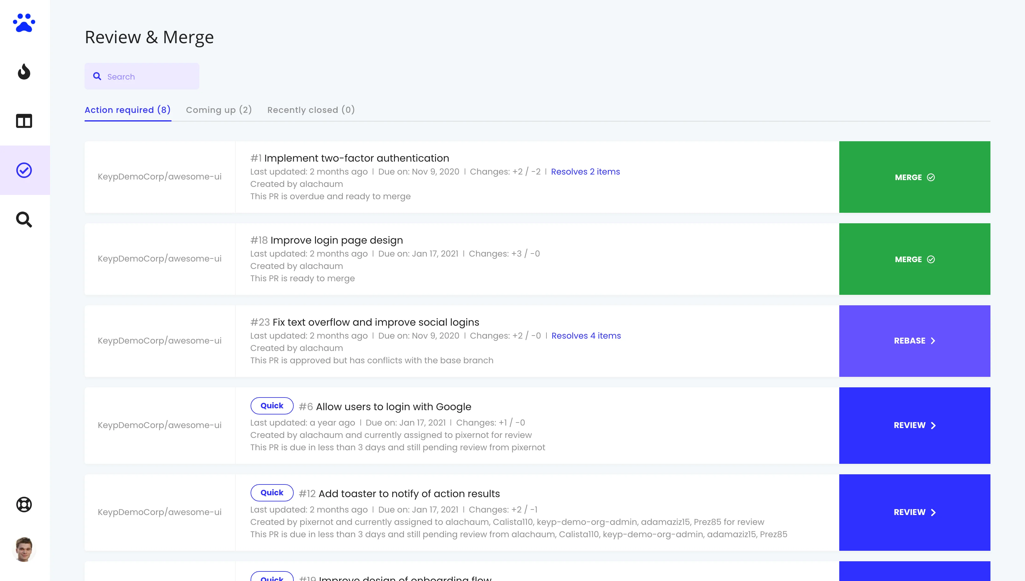 Remote actions